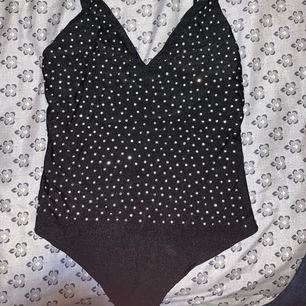 Black stoned bodysuit